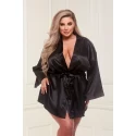 ALL SATIN ROBE BLACK, XL