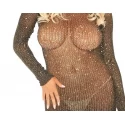 Lurex sleeved fishnet dress