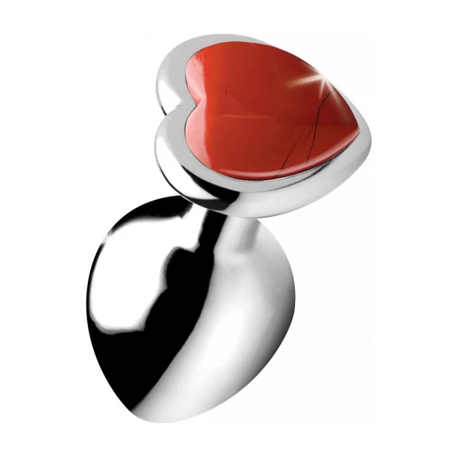 Gemstones red jasper heart medium anal plug
