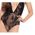 Deep V floral lace teddy