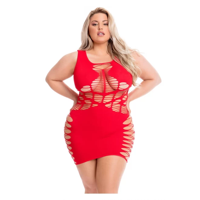 DYNAMITE DIVA DRESS RED, PLUS SIZE