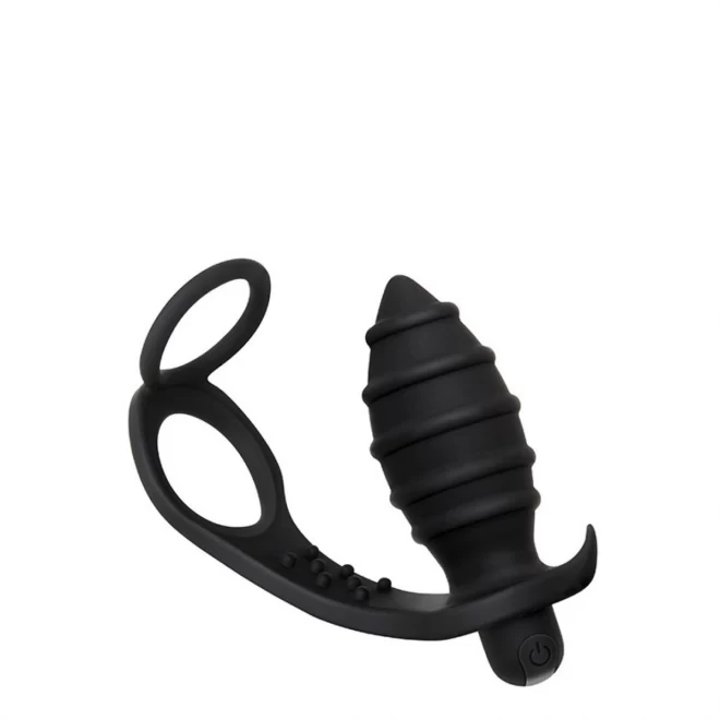 RECHARGEABLE COCKRING & ANAL VIBE BLACK