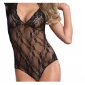 Koronkowe body Deep-V Cap Sleeve Teddy