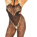 Lace bodystocking with cut out