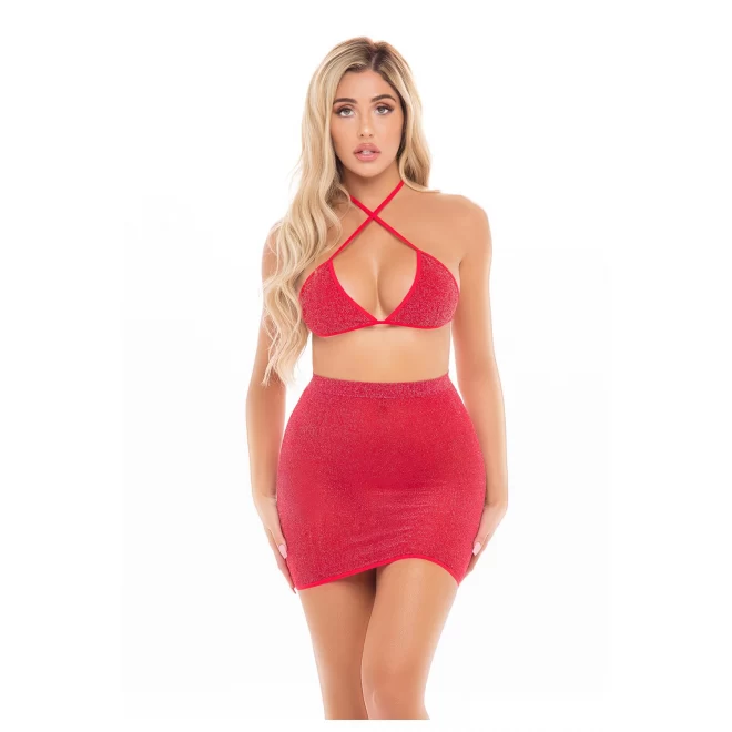 BLACK CHERRY 2PC SKIRT SET RED, OS
