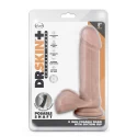 DR. SKIN PLUS 8 INCH POSABLE DILDO WITH BALLS VANILLA