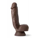 DR. SKIN PLUS 8 INCH THICK POSEABLE DILDO WITH SQUEEZABLE BALLS CHOCOLATE