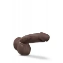 DR. SKIN PLUS 8 INCH THICK POSEABLE DILDO WITH SQUEEZABLE BALLS CHOCOLATE