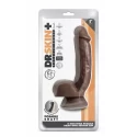 DR. SKIN PLUS 8 INCH THICK POSEABLE DILDO WITH SQUEEZABLE BALLS CHOCOLATE