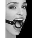 Silicone ring gag - with adjustable bonded leather straps