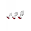 ADAM ET EVE RED HEART GEM GLASS PLUG SET