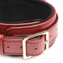 6 piece burgundy bondage set burgundy cuffs, collar, & leash