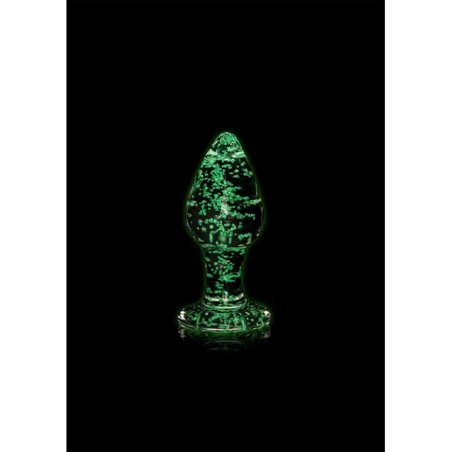Glass butt plug - glow in the dark - medium - clear