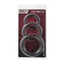 Cockrings Set Black&Red, silicone, black, diameter 6/5/4 cm