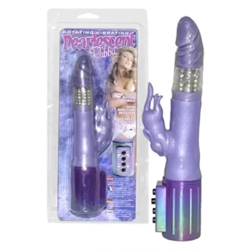 Podwójny żelowy wibrator rotacyjny Pearlescent Rabbit