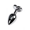 Silver anal plug with purple gem heart-shaped
