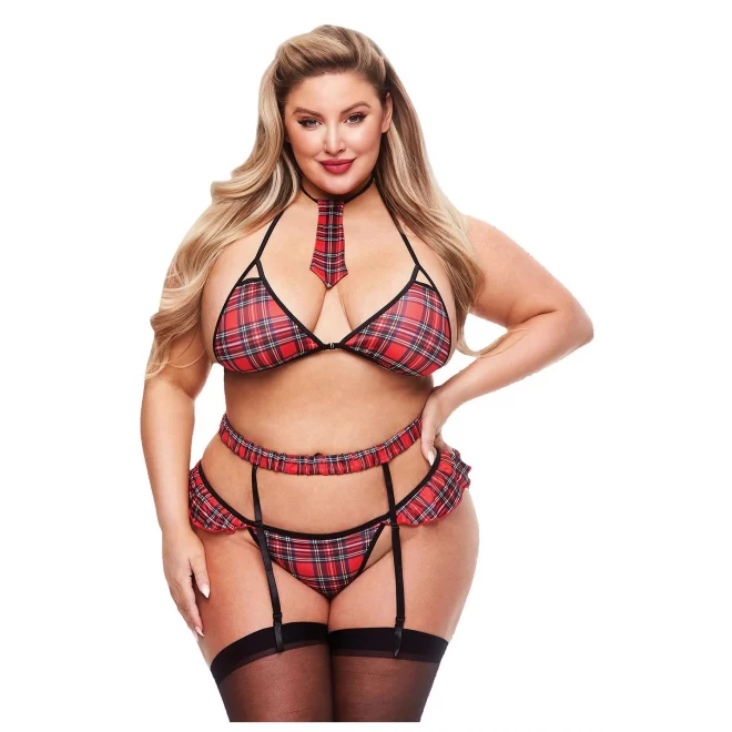 CRISSCROSS SCHOOLGIRL SET, PLUS SIZE