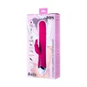 JOS BALLE, Vibrator with clitoral stimulator with moving balls, silicone, pink, 23 cm