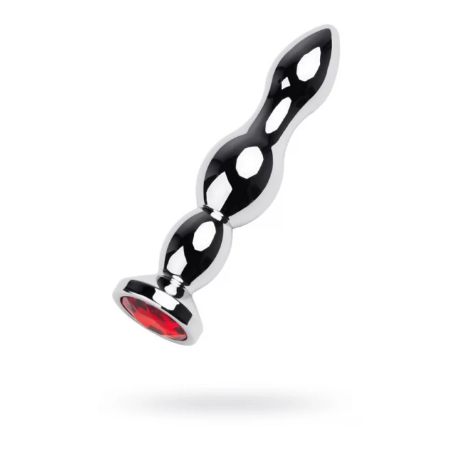 Silver anal plug TOYFA Metal with red round-shaped gem