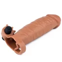 Add 2" Pleasure X Tender Vibrating Penis Sleeve Brown