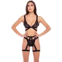 3PC STRAPS AND GARTERS BRA SET, M/L