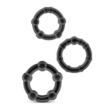 3 Erection Rings Set Black Stay Hard