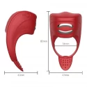 Wibrator-Silicone Ring Red USB 7 Function + Electro stim