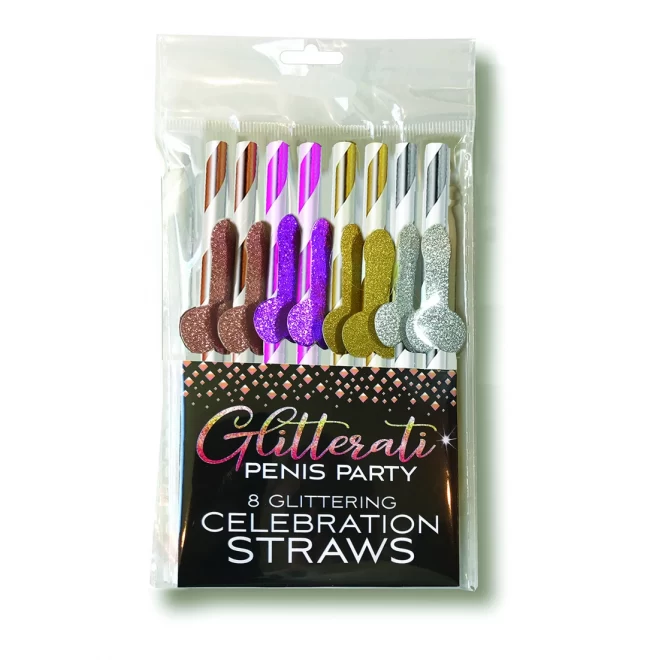 Glitterati penis, party cocktail straws