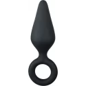 Korek analny z okrągłym uchwytem - Black Buttplug With Pull Ring - L