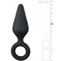 Korek analny z okrągłym uchwytem - Black Buttplug With Pull Ring - L