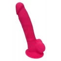 REAL LOVE DILDO WITH BALLS 7INCH FUCHSIA