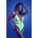 SPOTLIGHT - Contrast Elastic Lace Body with Snap Closure - Neon Green