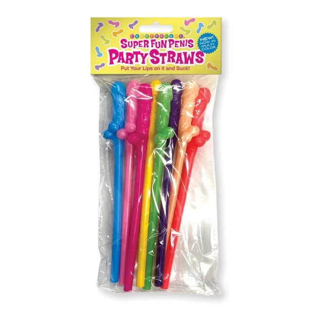 Super fun penis multicolor penis straws, 8 pack