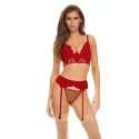 BOMBSHELL BOUDOIR PEEK A BOO WIRE 3 PC SET BLK, L