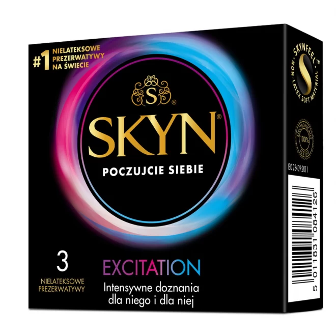 Prezerwatywy z wypustkami i żelem stymulującym Skyn Excitation 3szt.