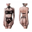 Grey velvet 3-tlg.set (bra, string, strapsgÃ¼rtel)