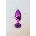 Purple anal plug TOYFA Metal with purple round-shaped gem, length 8,2 cm, diameter 3,4 cm