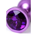 Purple anal plug TOYFA Metal with purple round-shaped gem, length 8,2 cm, diameter 3,4 cm