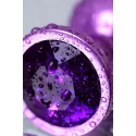 Purple anal plug TOYFA Metal with purple round-shaped gem, length 8,2 cm, diameter 3,4 cm