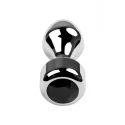 Silver anal plug TOYFA Metal with black round-shaped gem, length 8,2 cm, diameter 2,5-3,8 cm, weight 210 gr