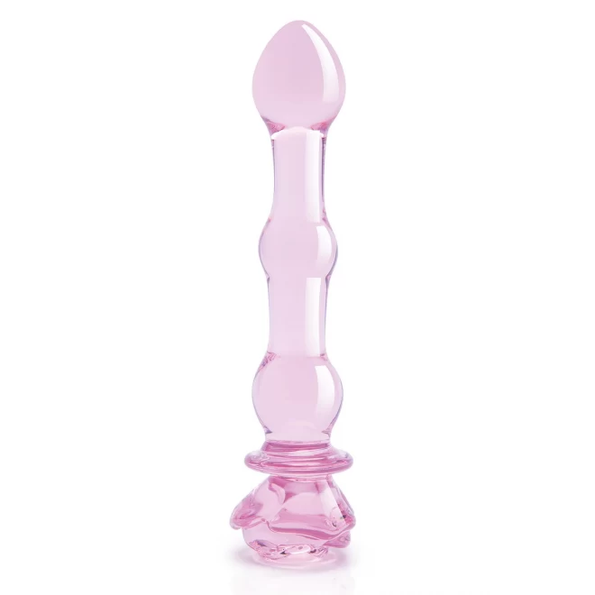 GLAZE GLASS ROSEBUD BEADED DILDO