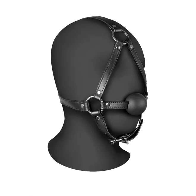 Head harness with solid ball gag