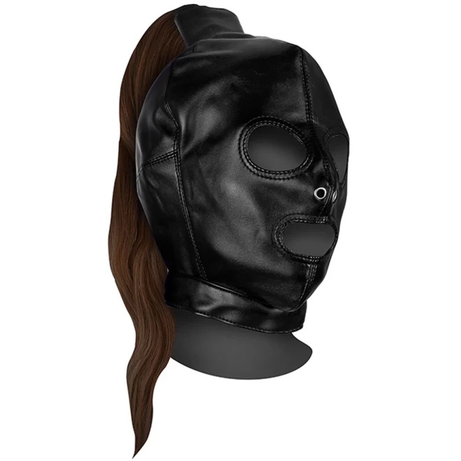 Mask with brown ponytail