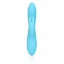 Ribbed ultra soft silicone rabbit vibrator - glacial blue