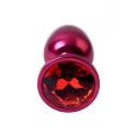 Red anal plug TOYFA Metal with black gem, length 7,2 cm, diameter 2,8 cm