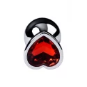 Silver anal plug with red gem heart-shaped