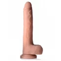 Vibrating & Thrusting XL Dildo with Suction Cup and Balls - Beige