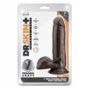 DR. SKIN PLUS 7 INCH POSABLE DILDO WITH BALLS CHOCOLATE