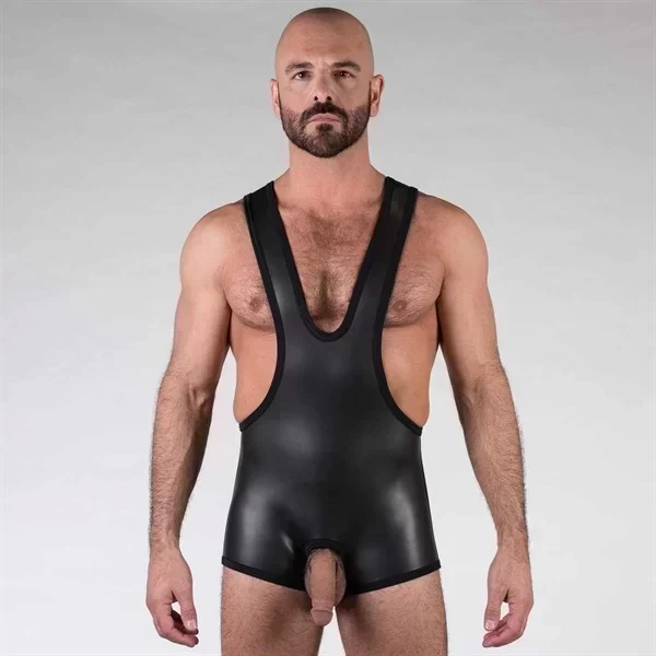 Neoprene open crotch wrestling - black - m